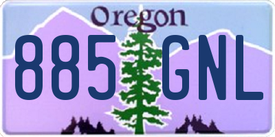 OR license plate 885GNL