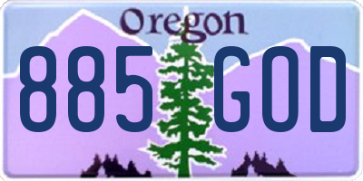 OR license plate 885GOD