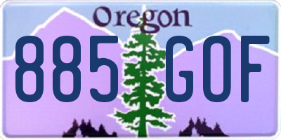 OR license plate 885GOF
