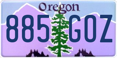 OR license plate 885GOZ