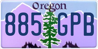 OR license plate 885GPB