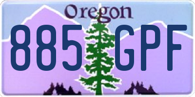 OR license plate 885GPF