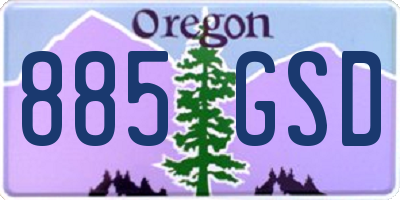 OR license plate 885GSD