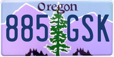 OR license plate 885GSK