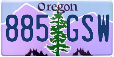 OR license plate 885GSW