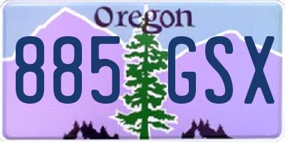 OR license plate 885GSX