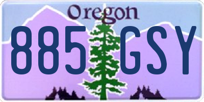 OR license plate 885GSY