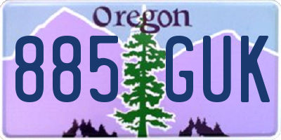 OR license plate 885GUK
