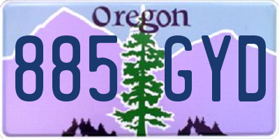 OR license plate 885GYD