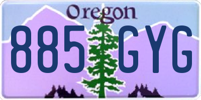 OR license plate 885GYG