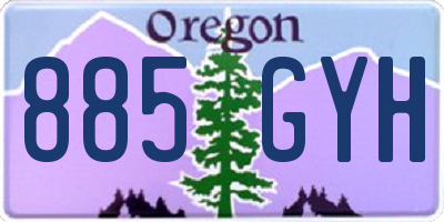 OR license plate 885GYH