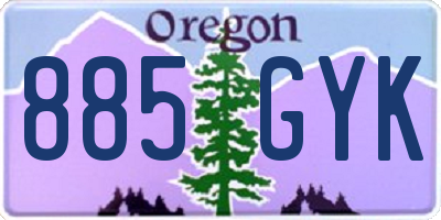OR license plate 885GYK