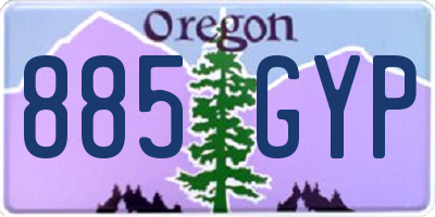 OR license plate 885GYP