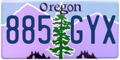 OR license plate 885GYX