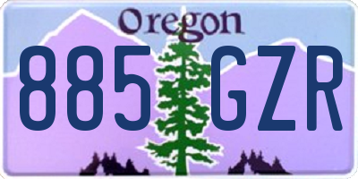 OR license plate 885GZR