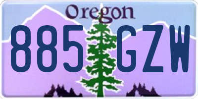 OR license plate 885GZW