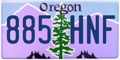 OR license plate 885HNF