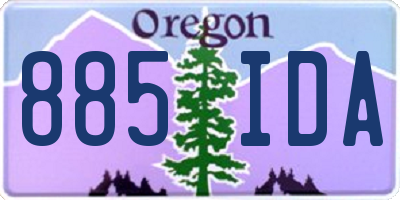 OR license plate 885IDA