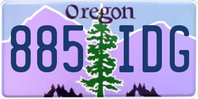 OR license plate 885IDG