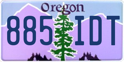 OR license plate 885IDT