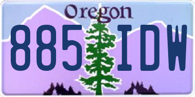 OR license plate 885IDW