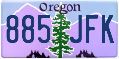 OR license plate 885JFK