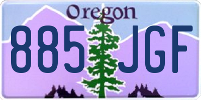 OR license plate 885JGF