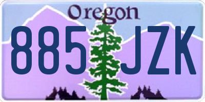 OR license plate 885JZK