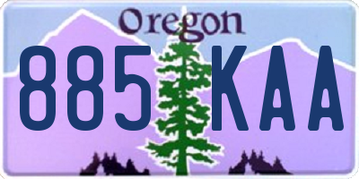 OR license plate 885KAA