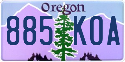 OR license plate 885KOA