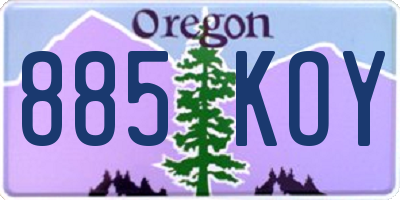 OR license plate 885KOY