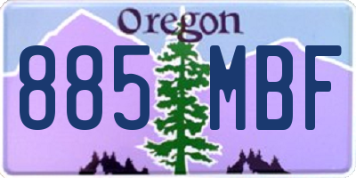 OR license plate 885MBF