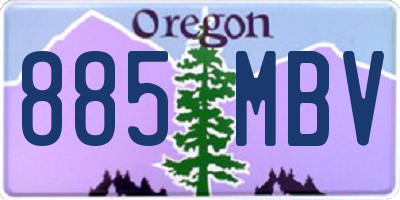 OR license plate 885MBV