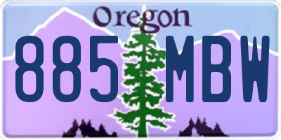 OR license plate 885MBW