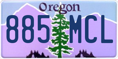 OR license plate 885MCL