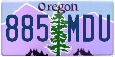 OR license plate 885MDU