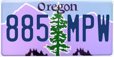 OR license plate 885MPW
