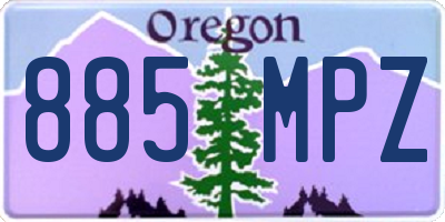 OR license plate 885MPZ