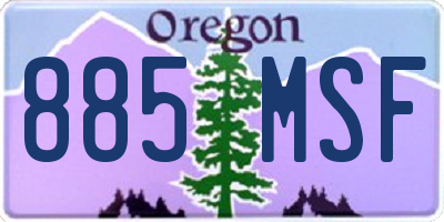 OR license plate 885MSF