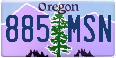 OR license plate 885MSN