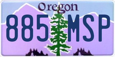 OR license plate 885MSP