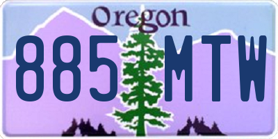 OR license plate 885MTW