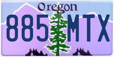 OR license plate 885MTX