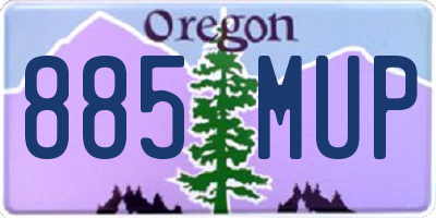 OR license plate 885MUP