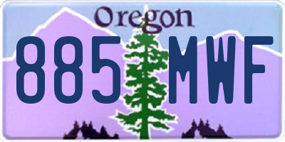 OR license plate 885MWF