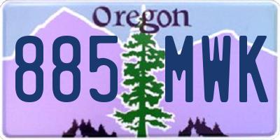 OR license plate 885MWK