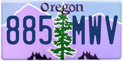 OR license plate 885MWV