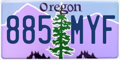 OR license plate 885MYF