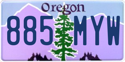 OR license plate 885MYW