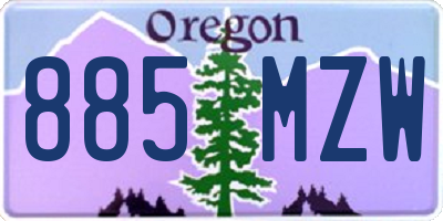 OR license plate 885MZW